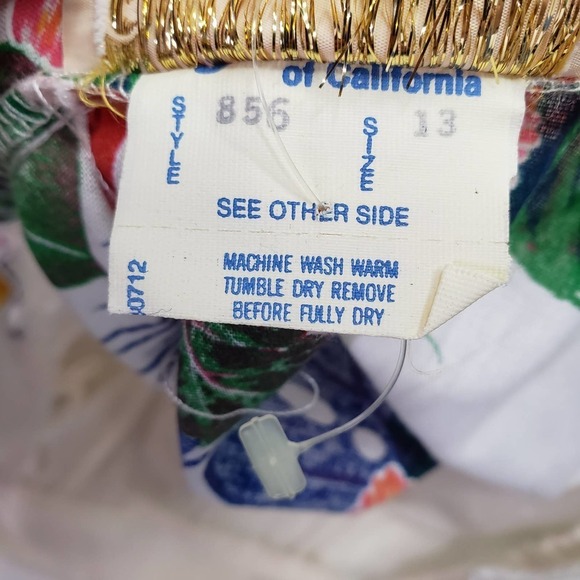 Vintage Frederick's Of Hollywood Floral Midi Skirt‎ 13 6 White Tropical - Picture 12 of 13